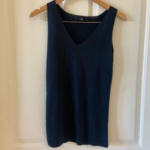 Jarbo Wool Knitted Tank Top Sleeveless V Neck Pullover Women’s Size 36 Navy Blue